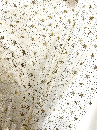 Metallic gold stars lacy sheer - metallic,